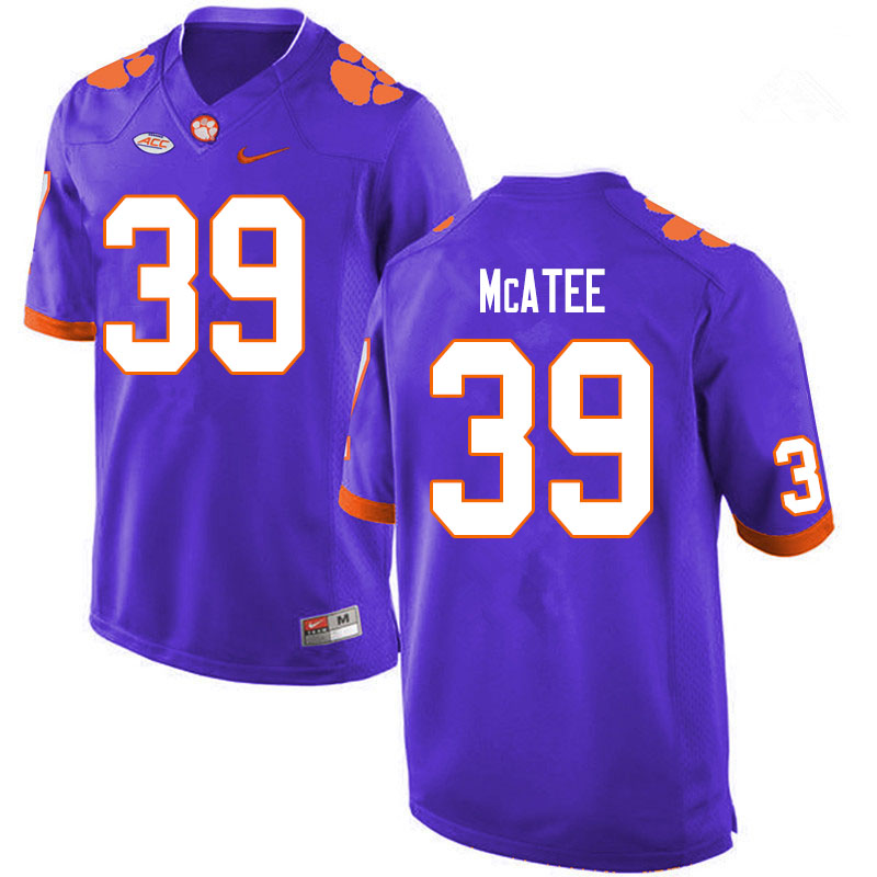 Men #39 Bubba McAtee Clemson Tigers College Football Jerseys Sale-Purple